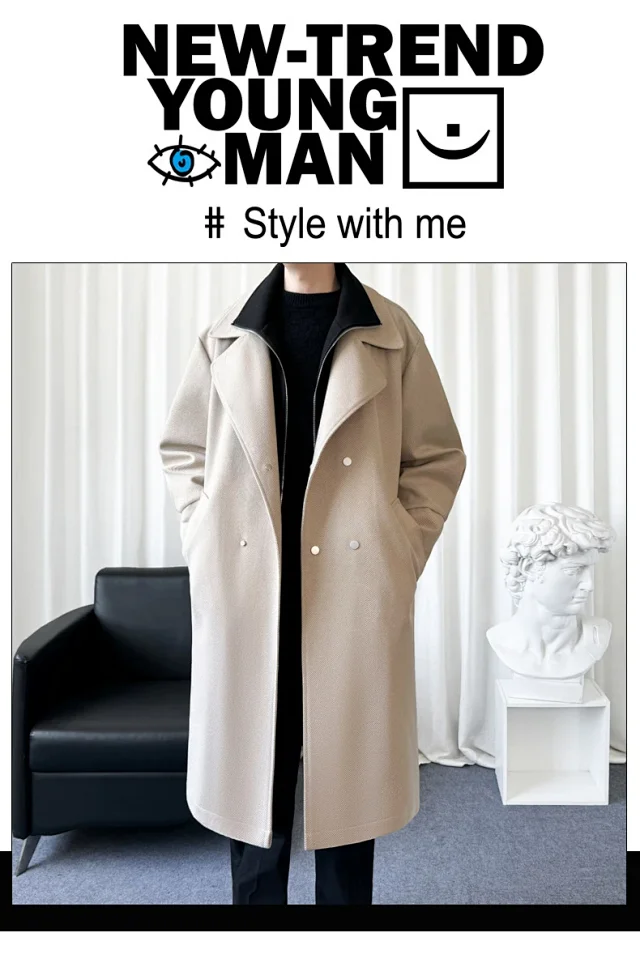 Men's American Retro Two-Tone Hooded Coat Detail