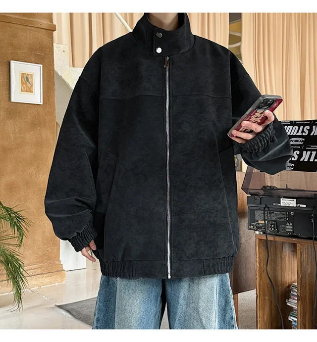 SS2025 Men's Matte Vintage PU Jacket Detail