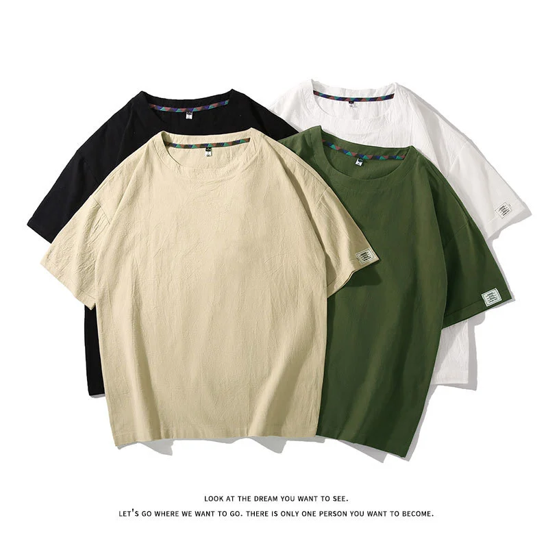 Men's Plus Size Faux Linen T-Shirt