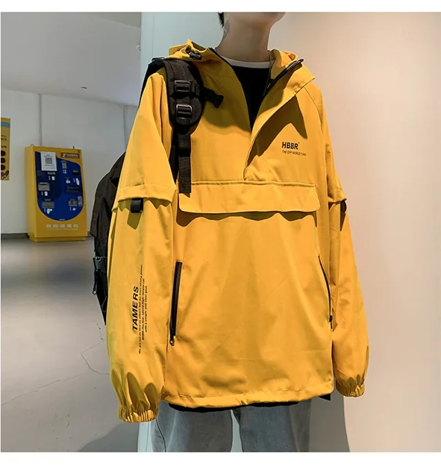 Men's Lightweight Half-Zip Hooded Pullover Jacket Detail