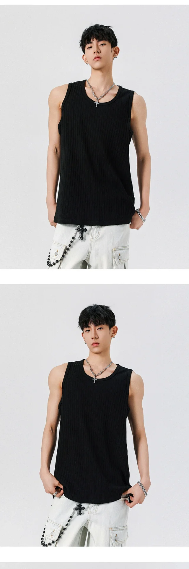 Men's Rayon Ribbed Relaxed Tank Top Detail