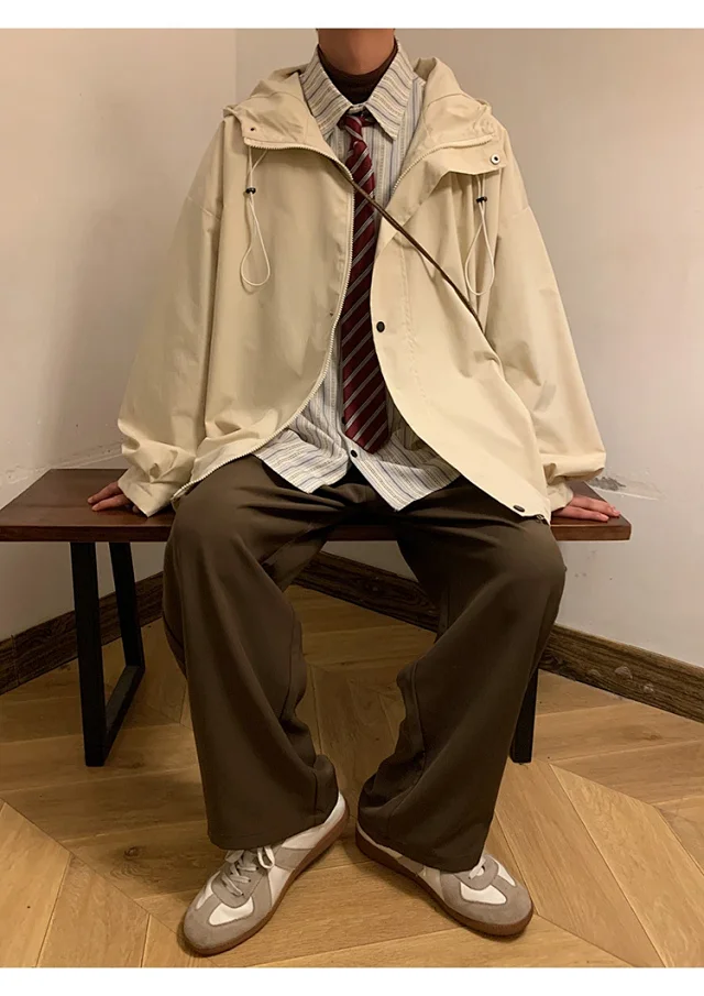 Autumn/Winter Men's HK Loose Casual Hooded Jacket Detail