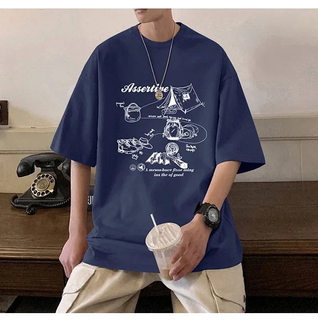 Men's HK Style Oversized Cartoon T-shirt Detail