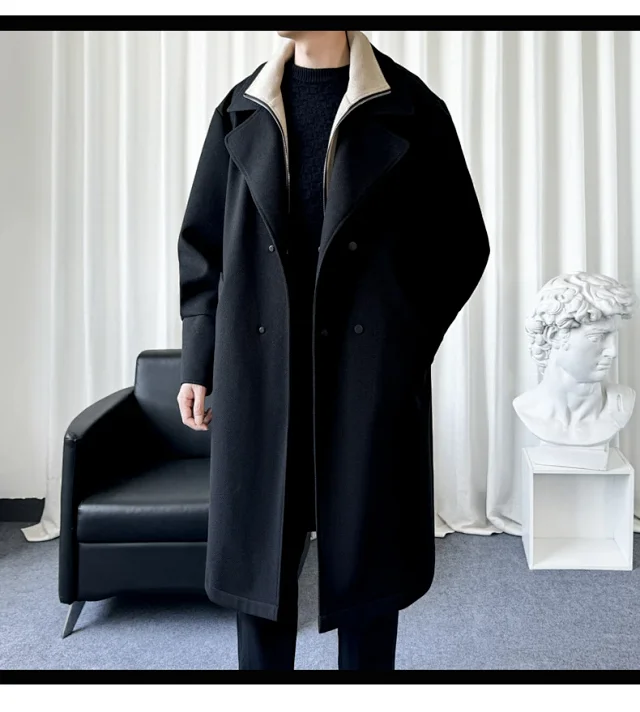Men's American Retro Two-Tone Hooded Coat Detail