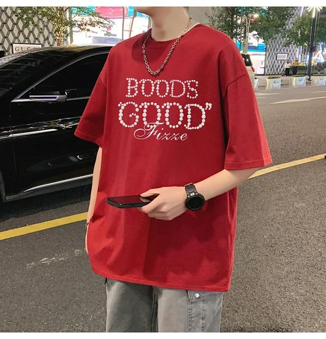 Men's Heavyweight Cotton Casual Daily Short Tee Detail