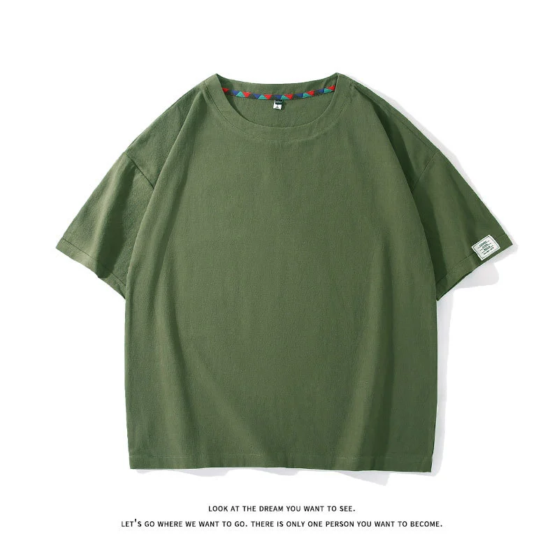 Men's Plus Size Faux Linen T-Shirt