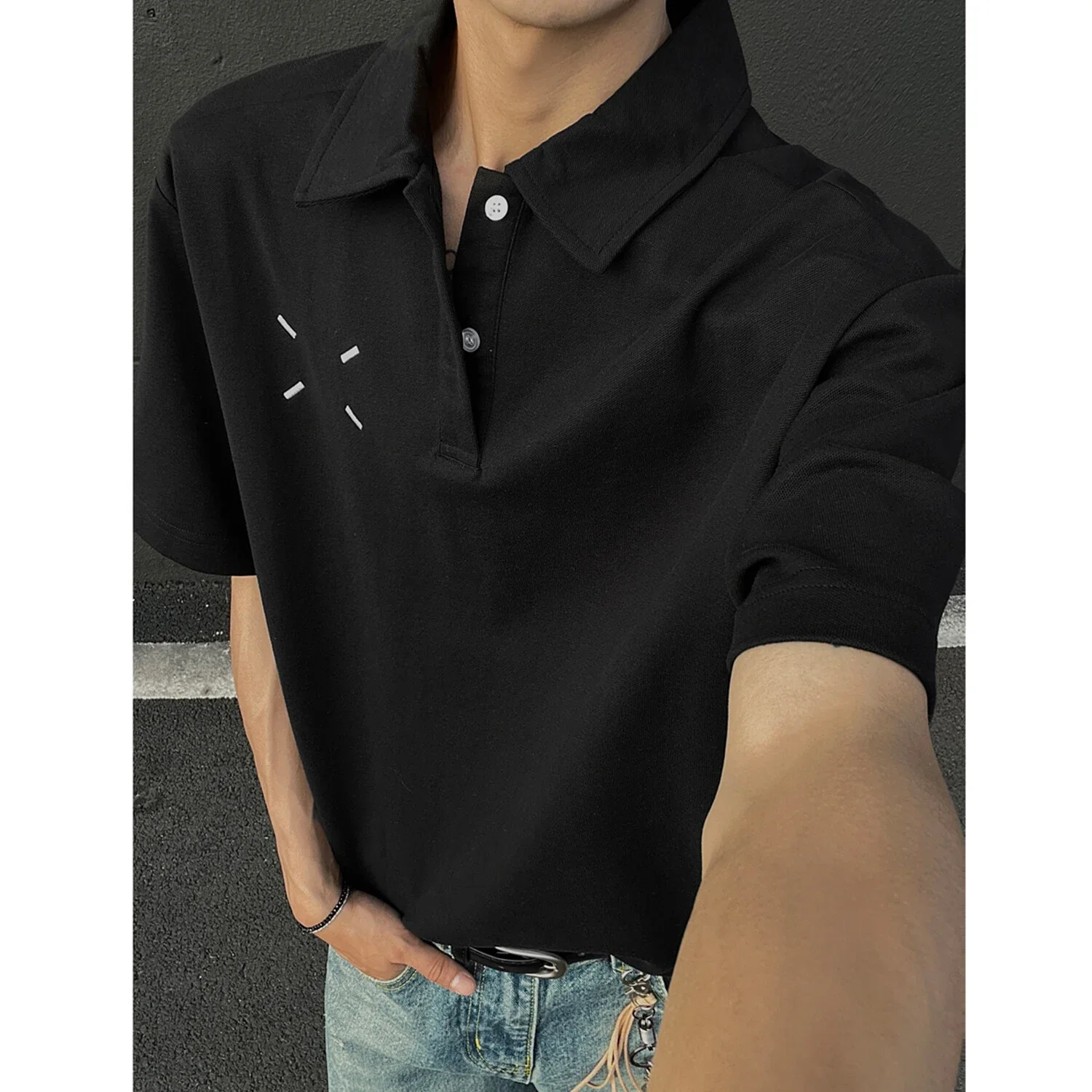Men's Japanese Minimalist Margiela Embroidered Polo
