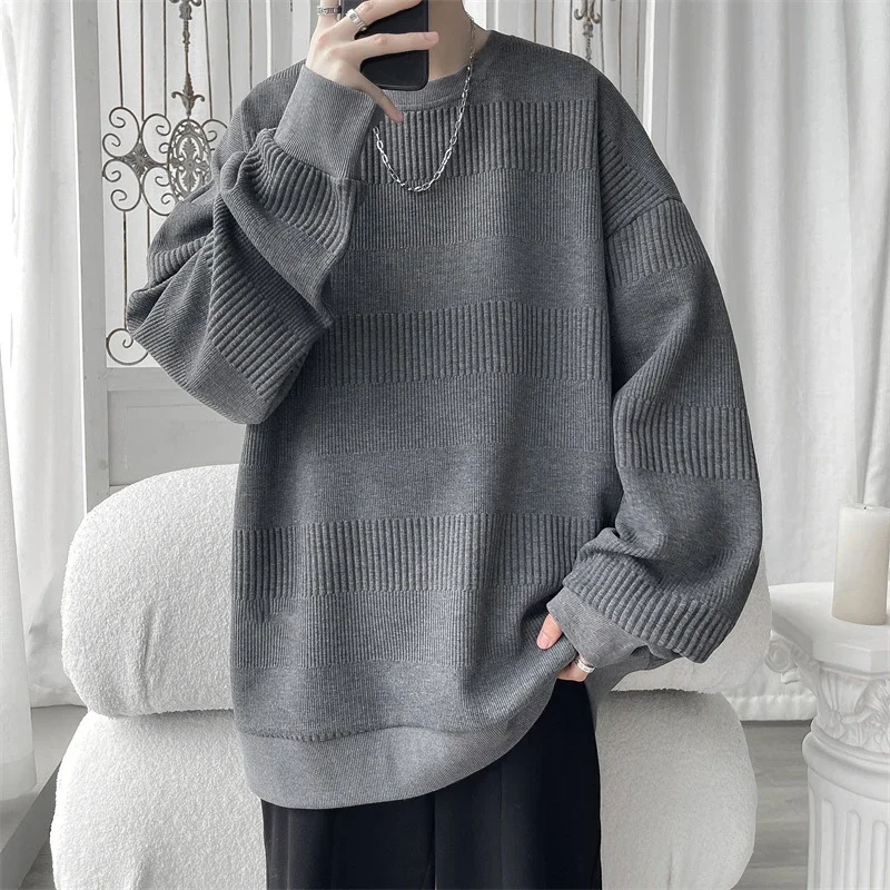 Men's Grey Jacquard Long Sleeve Tee