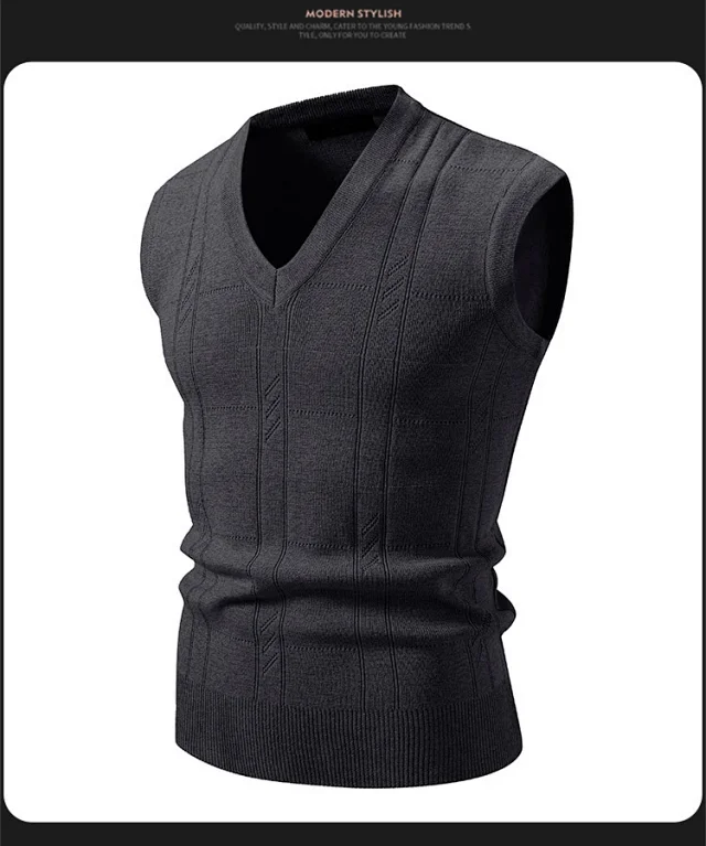 Amazon Men's Stripe Jacquard Knit Vest Detail