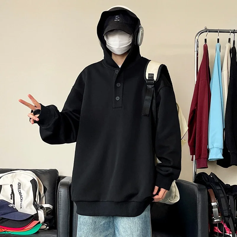 American Hip-Hop Men's Heavyweight Button Hoodie