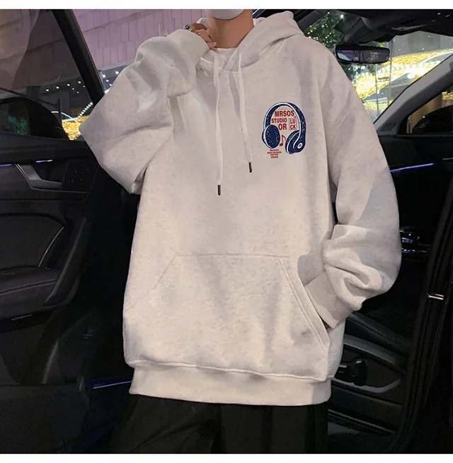 2025 Men's Cotton Hoodie (Hong Kong Style, Loose, Streetwear) Detail