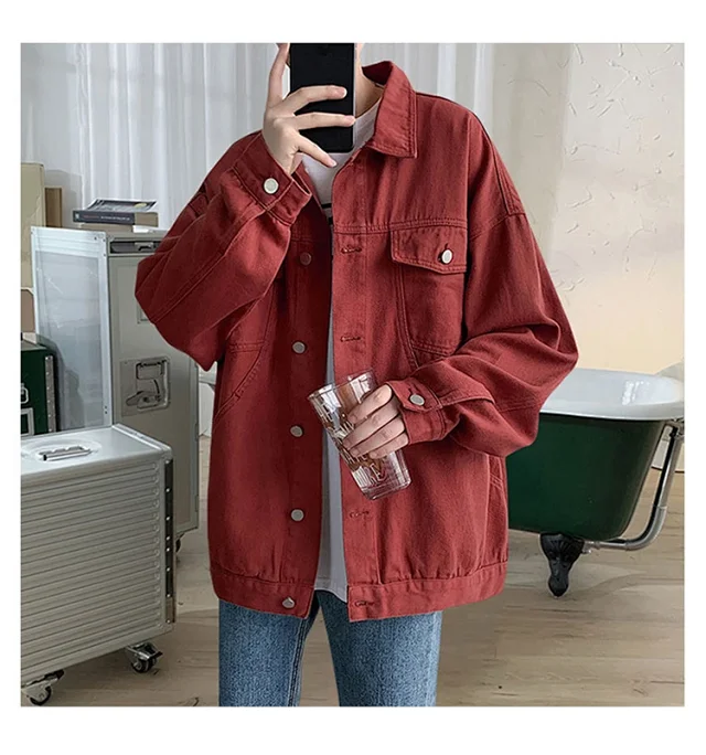 Men's Oversized Street Denim Jacket Detail
