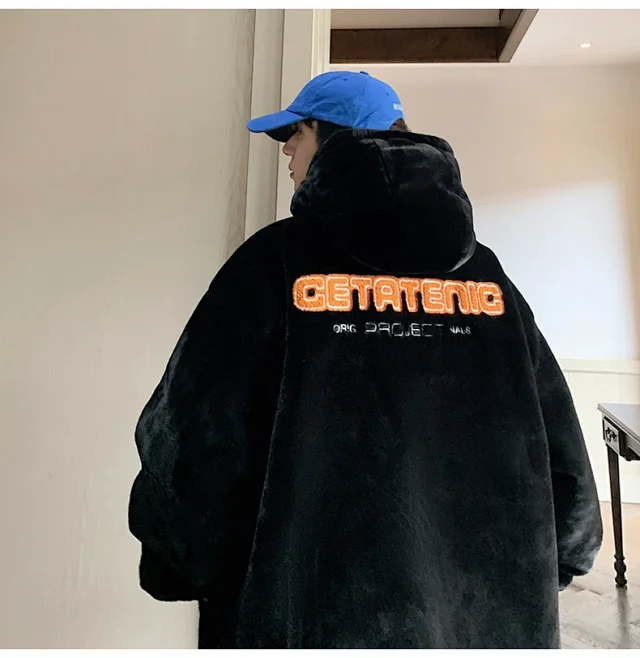 Men's Winter Sherpa Fleece Oversized Coat Detail