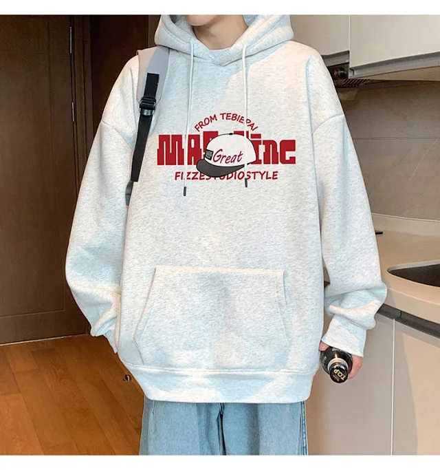 HK Style Men's Oversized Cotton Hoodie Detail