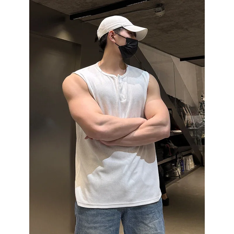 2025 Men's Retro Henley Fitness Vest