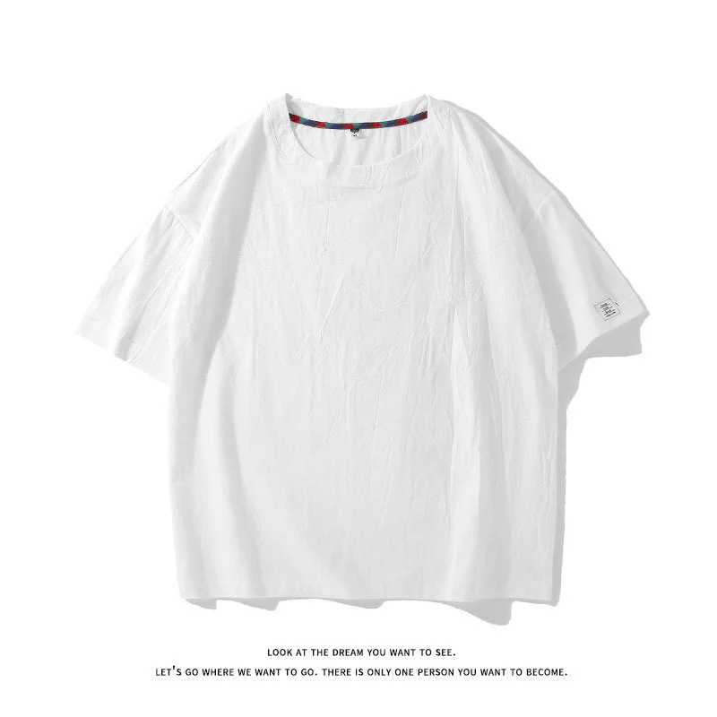 Men's Plus Size Faux Linen T-Shirt