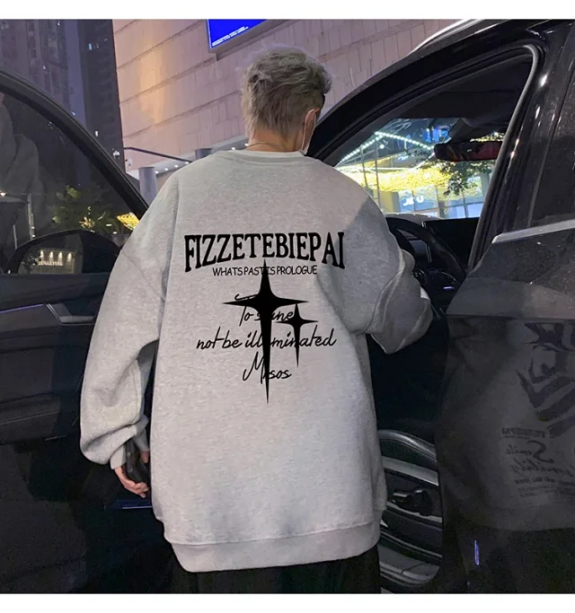Unisex American Streetwear Crewneck Fleece Sweatshirt Detail