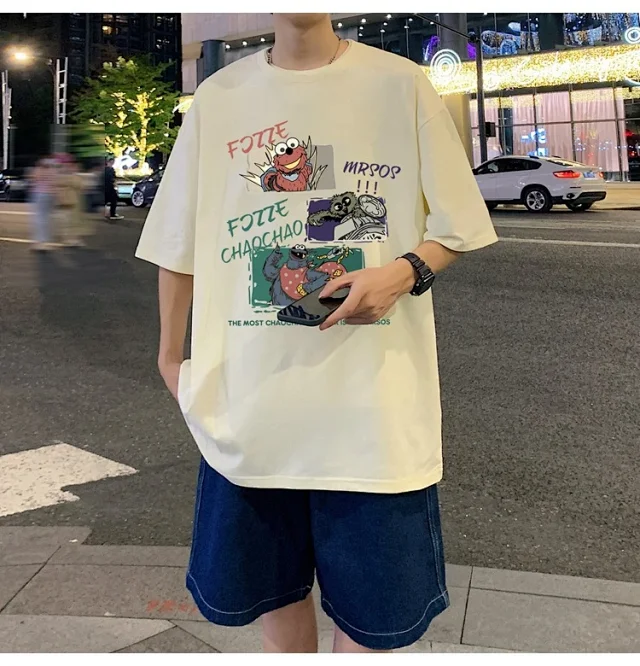 Men's Summer Oversized Cotton Street Tee Detail