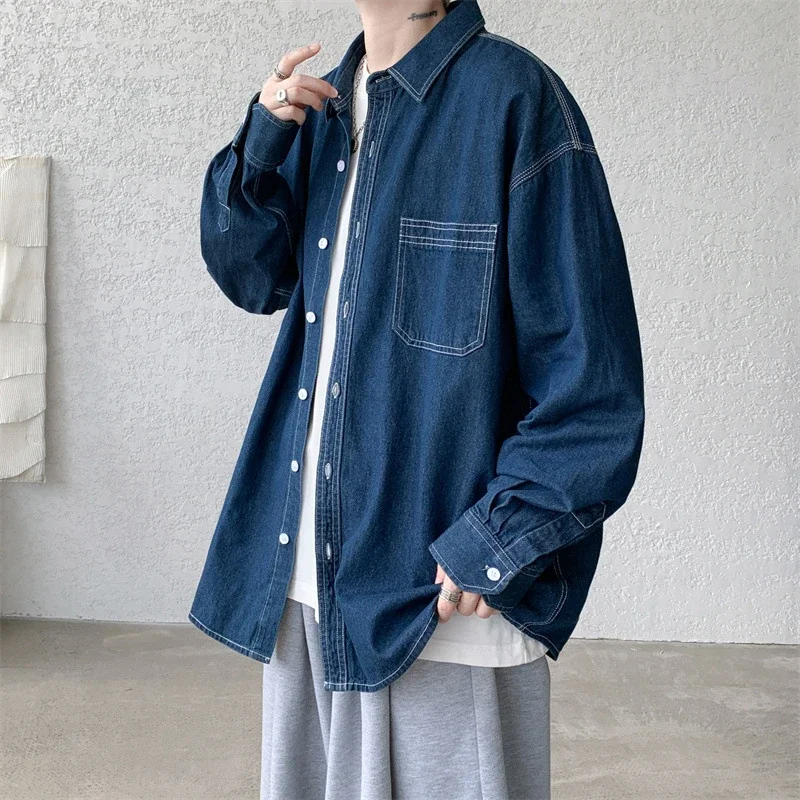 Men's Japanese Denim Shirt Long Sleeve