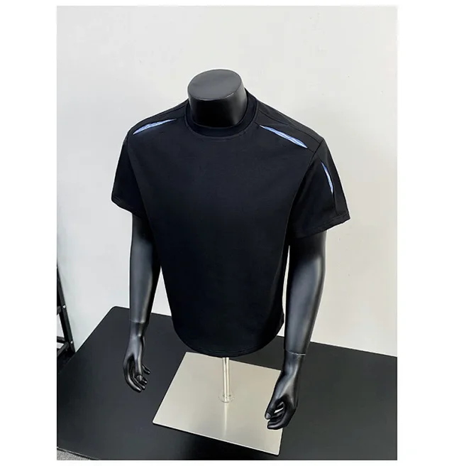 Liquid Ammonia Cotton Striped Deconstructed Short Sleeve T - Shirt Detail