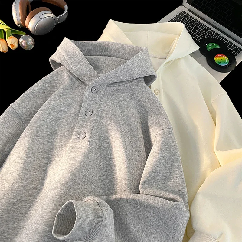 Unisex American Hip-Hop Button Hoodie