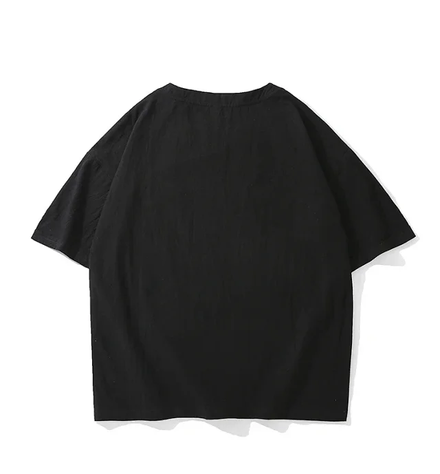 Men's Japanese Style Cotton Linen Tee Detail