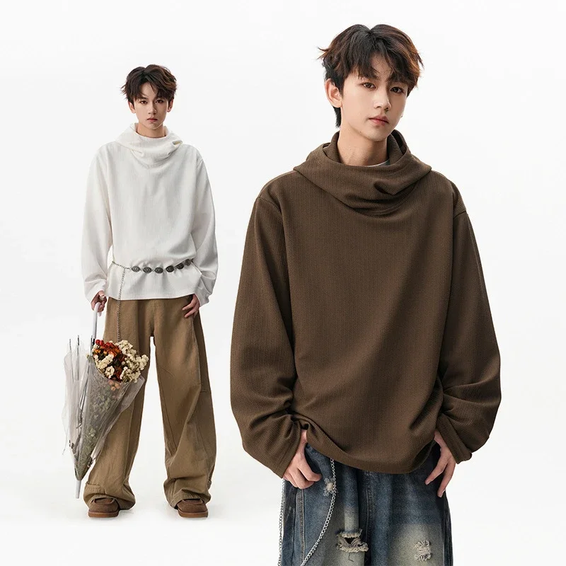 Men's 2025 Fall Retro High - neck Hoodie