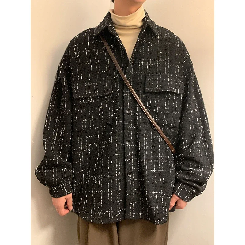 Men's Plus Size Houndstooth Wool Jacket