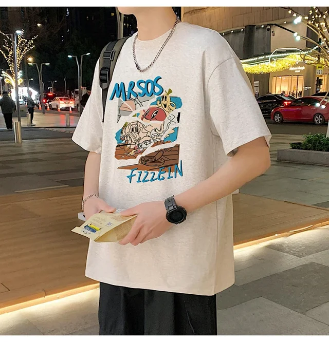 Plus Size Men's Summer Cartoon Tee Detail