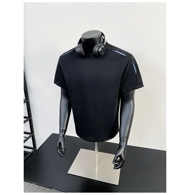 Liquid Ammonia Cotton Striped Deconstructed Short Sleeve T - Shirt Detail