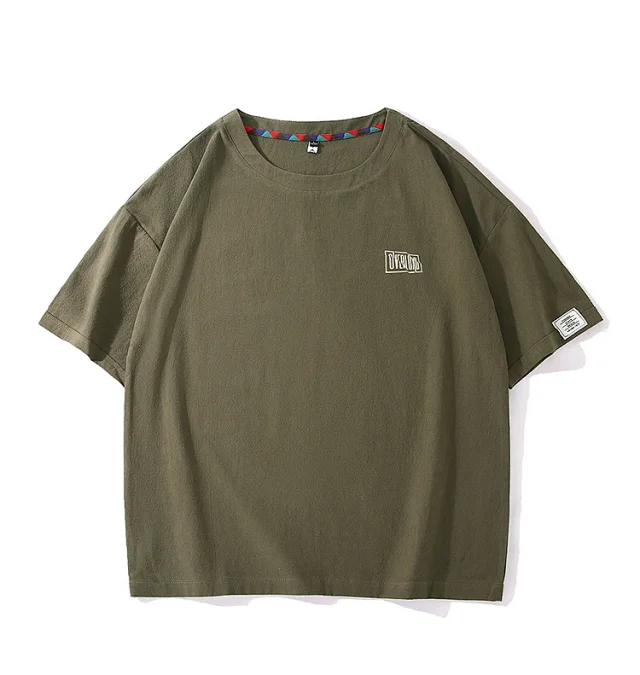 Men's Japanese Style Cotton Linen Tee Detail