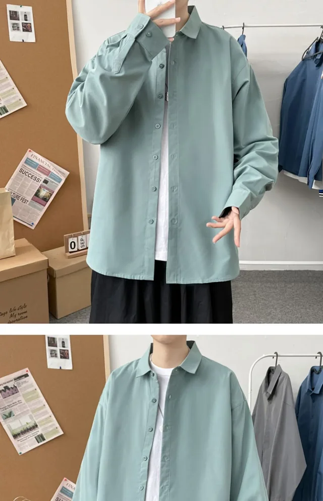 Men's Preppy Autumn Plus Size Shirt Detail
