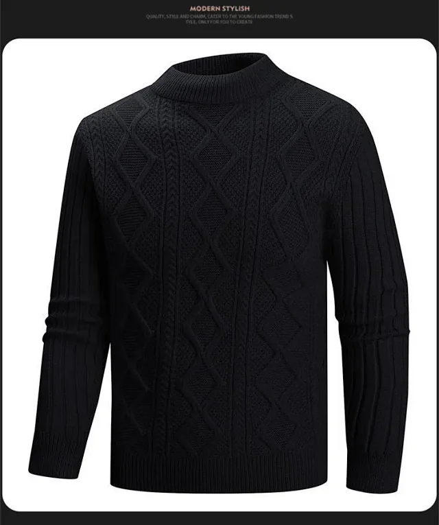 Men's Vintage Argyle Sweater Loose Fit Detail