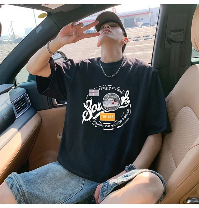 Men's Summer Cotton T-Shirt Loose Fit Detail