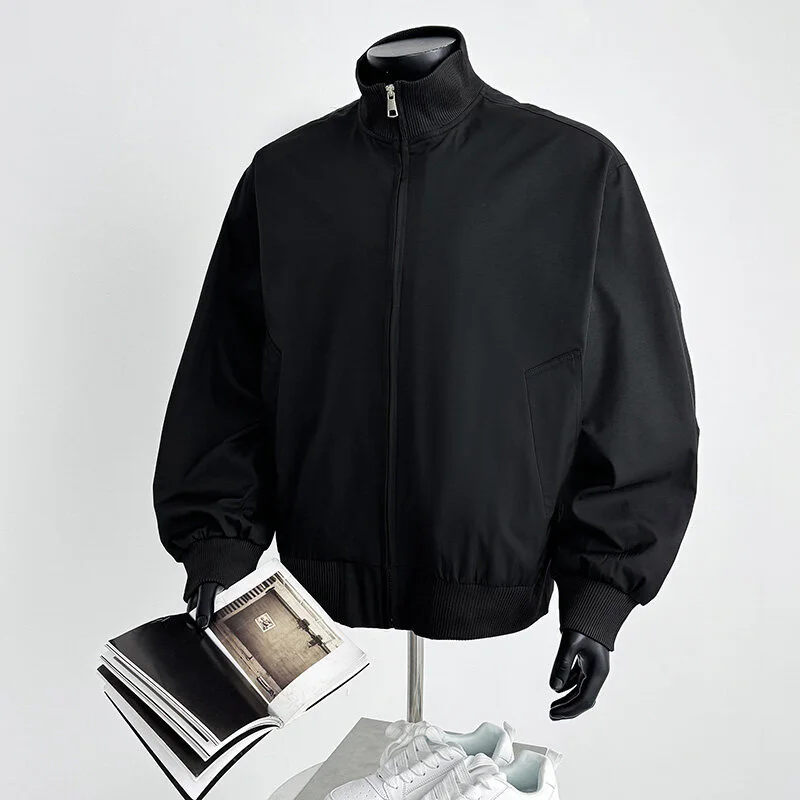 Men's Iridescent Satin Cropped Mandarin-Collar Jacket