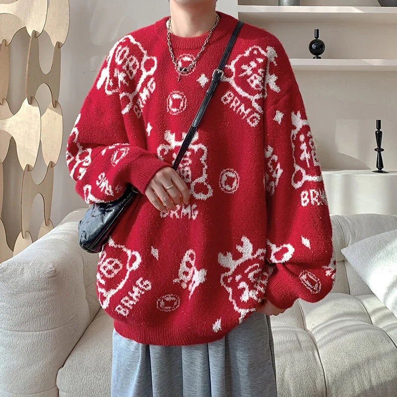 Men's Red Festive Pullover Sweater