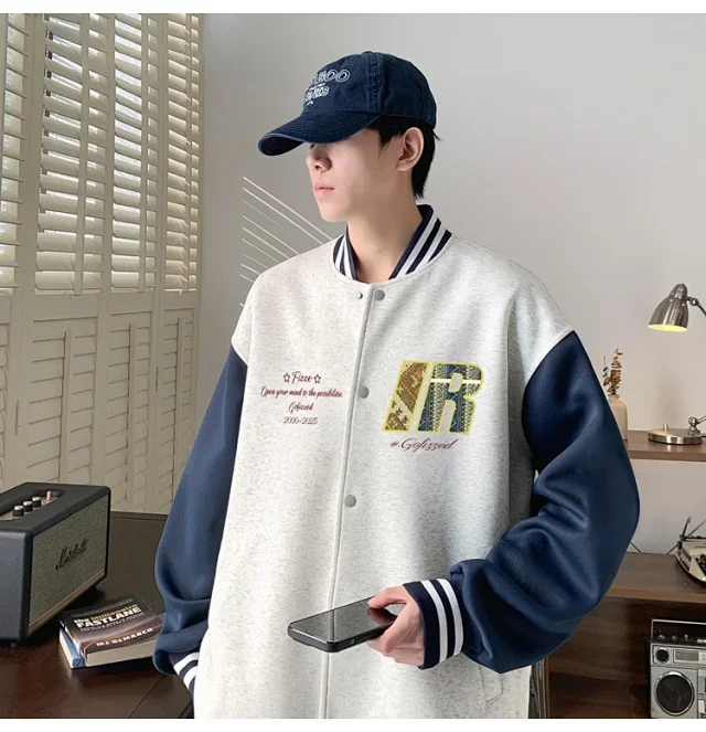 Trendy Men's Oversized Casual Bomber Jacket Detail