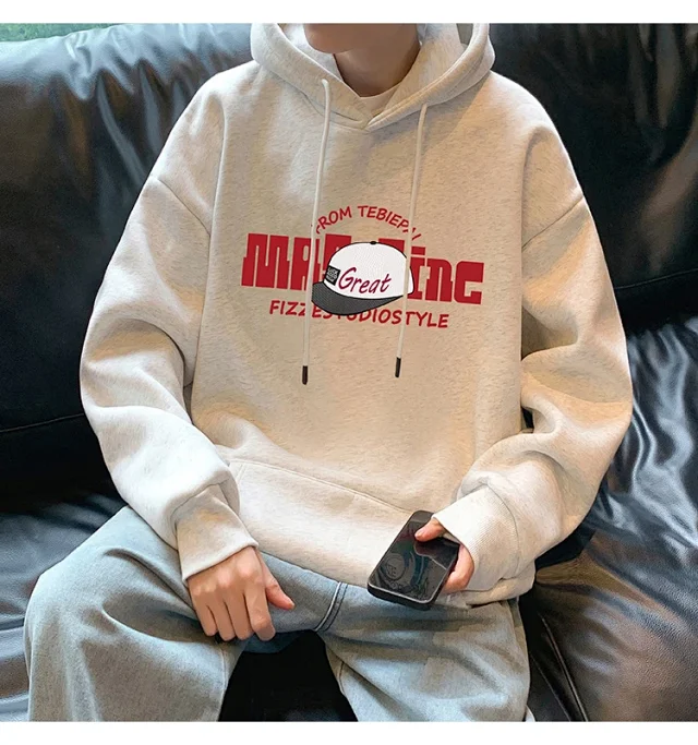 HK Style Men's Oversized Cotton Hoodie Detail