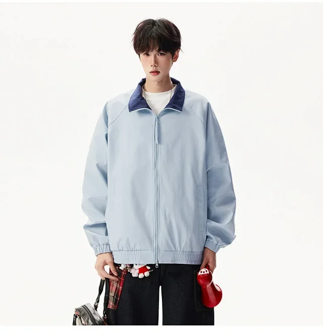 Cleanfit Color Block Retro Baseball Jacket Detail