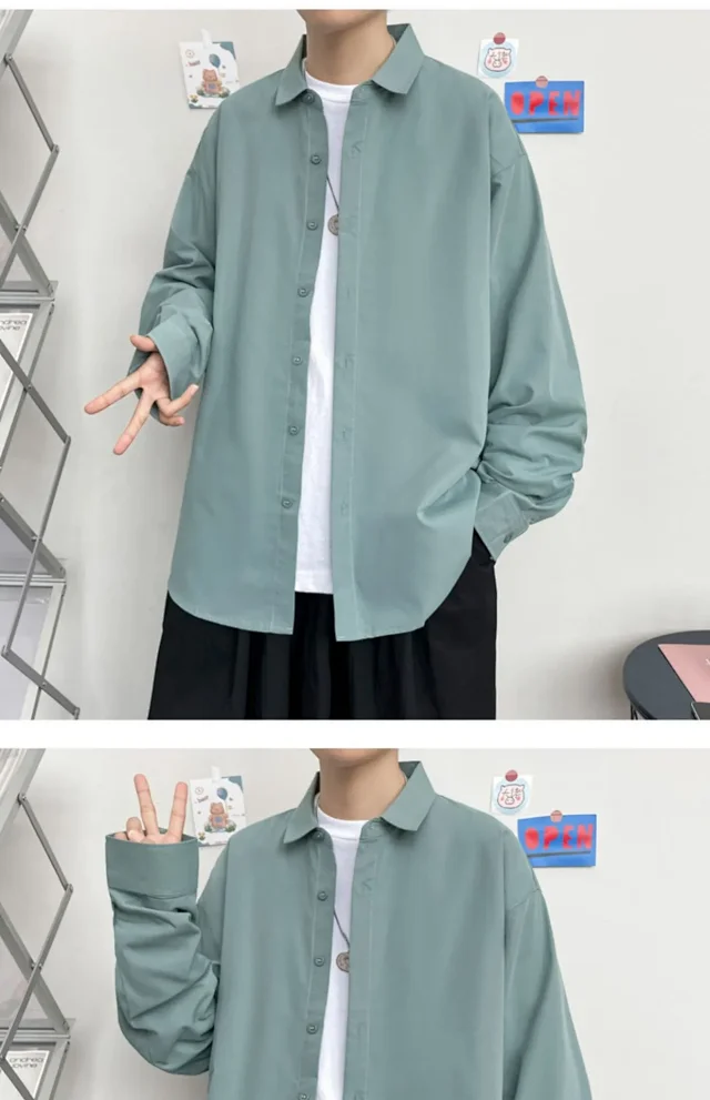 Men's Preppy Autumn Plus Size Shirt Detail