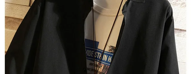 Men's Preppy Autumn Oversized Long-Sleeve Shirt Detail