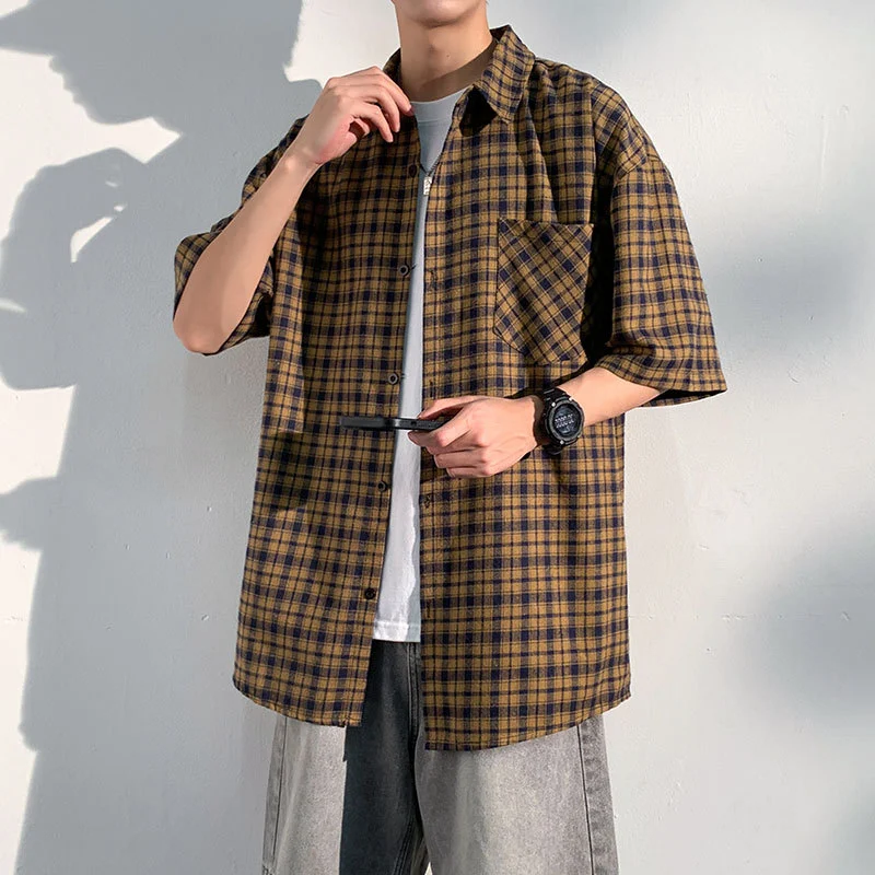 Men's Casual Checked Short Sleeve Shirt