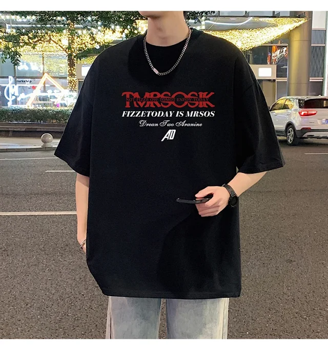 Men's Summer New Loose Crew Neck T-shirt Detail