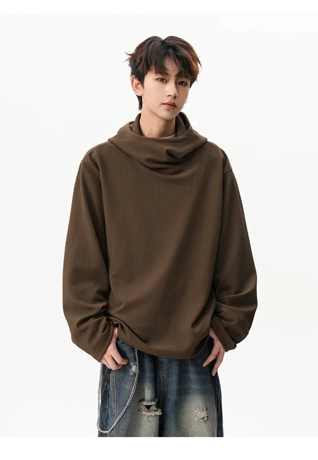 Men's 2025 Fall Retro High - neck Hoodie Detail