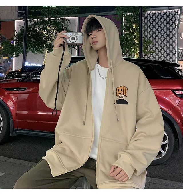Men's HK Style Oversized Zip Hoodie Detail