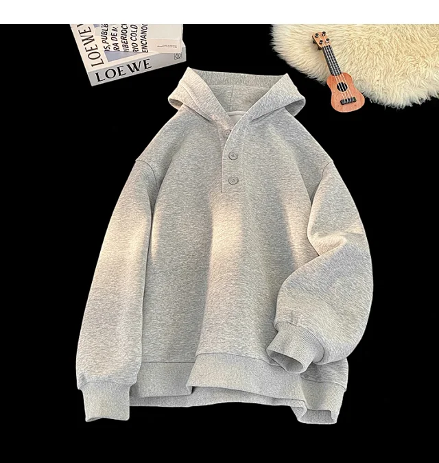 Unisex American Hip-Hop Button Hoodie Detail