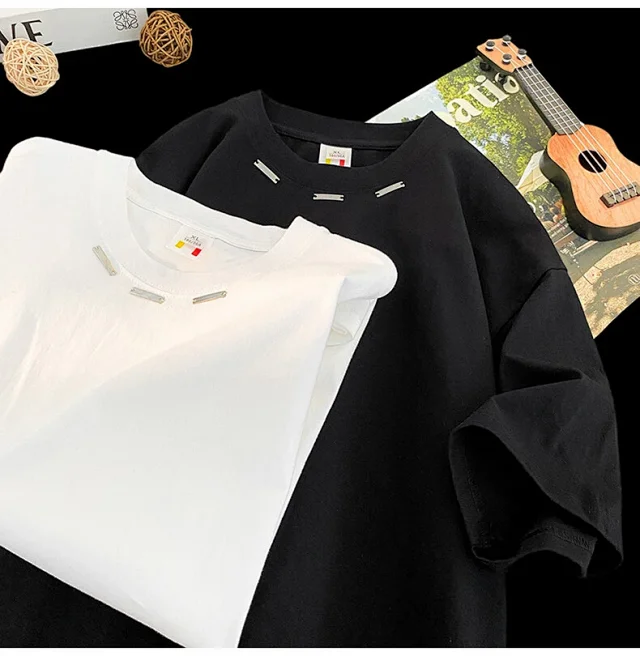 2025 Summer Men's Heavyweight Square-Shoulder T-Shirt Detail