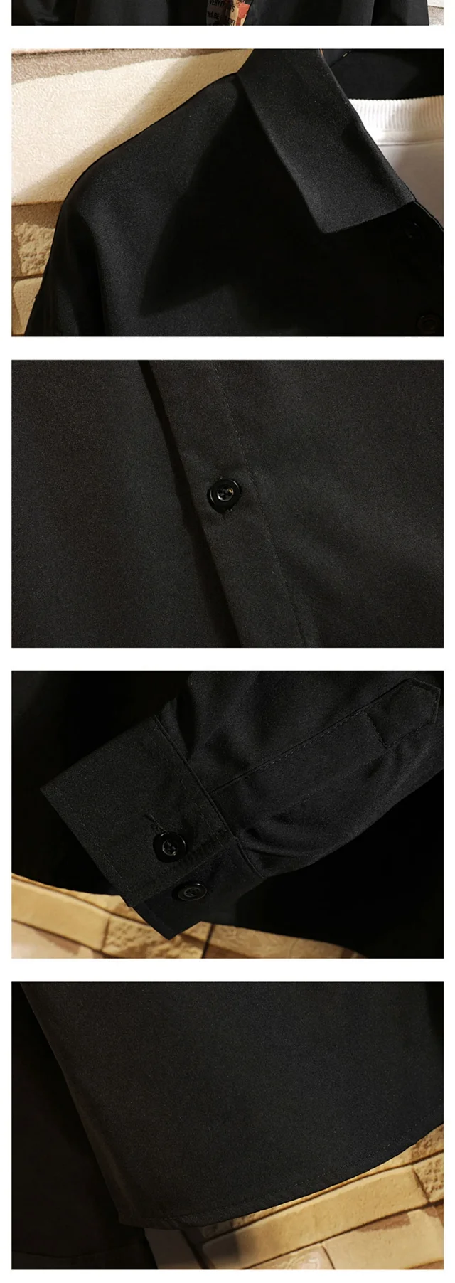 Men's Preppy Autumn Oversized Long-Sleeve Shirt Detail