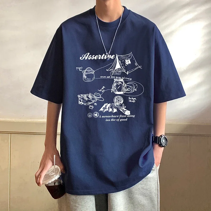 Men's HK Style Oversized Cartoon T-shirt