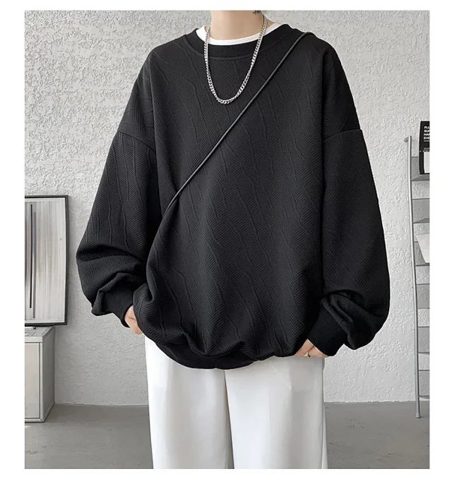 Men's Loose Textured Long Sleeve Tee Detail